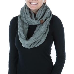 image:imageFunky Junque Infinity Scarf for Women  Oversized Chunky Cable Knit Warm Winter Womens Infinity Neck Scarves Circle WrapDove Grey