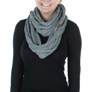image:imageFunky Junque Infinity Scarf for Women  Oversized Chunky Cable Knit Warm Winter Womens Infinity Neck Scarves Circle WrapHeather Grey