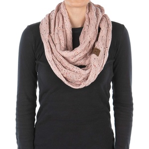 image:imageFunky Junque Infinity Scarf for Women  Oversized Chunky Cable Knit Warm Winter Womens Infinity Neck Scarves Circle WrapIndi Pink  Confetti