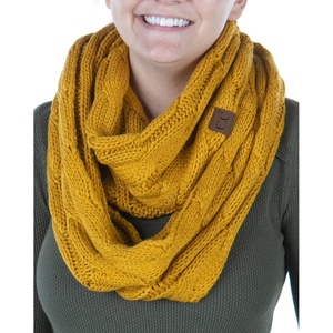 image:imageFunky Junque Infinity Scarf for Women  Oversized Chunky Cable Knit Warm Winter Womens Infinity Neck Scarves Circle WrapMustard