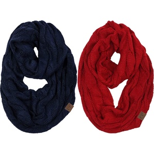 image:imageFunky Junque Infinity Scarf for Women  Oversized Chunky Cable Knit Warm Winter Womens Infinity Neck Scarves Circle WrapNavy red