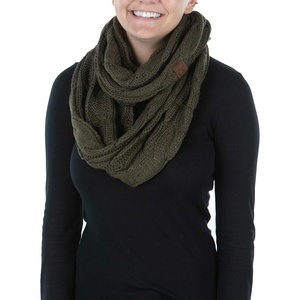 image:imageFunky Junque Infinity Scarf for Women  Oversized Chunky Cable Knit Warm Winter Womens Infinity Neck Scarves Circle WrapOlive