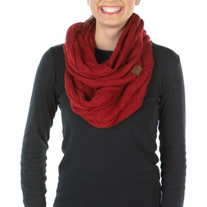 image:imageFunky Junque Infinity Scarf for Women  Oversized Chunky Cable Knit Warm Winter Womens Infinity Neck Scarves Circle WrapRed