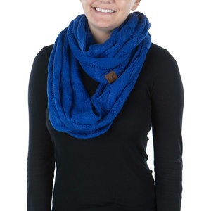 image:imageFunky Junque Infinity Scarf for Women  Oversized Chunky Cable Knit Warm Winter Womens Infinity Neck Scarves Circle WrapRoyal Blue