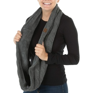 image:imageFunky Junque Infinity Scarf for Women  Oversized Chunky Cable Knit Warm Winter Womens Infinity Neck Scarves Circle WrapSherpa Lined  Charcoal