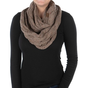 image:imageFunky Junque Infinity Scarf for Women  Oversized Chunky Cable Knit Warm Winter Womens Infinity Neck Scarves Circle WrapTaupe  Confetti