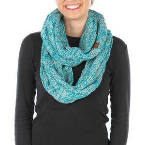 image:imageFunky Junque Infinity Scarf for Women  Oversized Chunky Cable Knit Warm Winter Womens Infinity Neck Scarves Circle WrapTeal  Grey  Blue  Ivory  4 Tone Mix