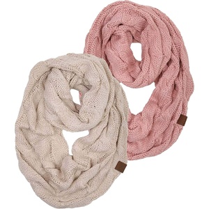image:imageFunky Junque Infinity Scarf for Women  Oversized Chunky Winter Scarf Colorful Fall Scarves Soft Sweater Wrap Cozy Style2 Pack  Beige  Indi Pink
