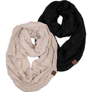 image:imageFunky Junque Infinity Scarf for Women  Oversized Chunky Winter Scarf Colorful Fall Scarves Soft Sweater Wrap Cozy Style2 Pack  Black  Beige