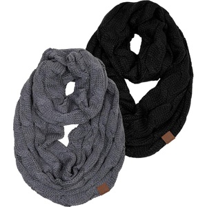 image:imageFunky Junque Infinity Scarf for Women  Oversized Chunky Winter Scarf Colorful Fall Scarves Soft Sweater Wrap Cozy Style2 Pack  Black  Charcoal