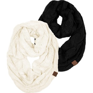 image:imageFunky Junque Infinity Scarf for Women  Oversized Chunky Winter Scarf Colorful Fall Scarves Soft Sweater Wrap Cozy Style2 Pack  Black  Ivory