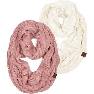 image:imageFunky Junque Infinity Scarf for Women  Oversized Chunky Winter Scarf Colorful Fall Scarves Soft Sweater Wrap Cozy Style2 Pack  Ivory  Indi Pink