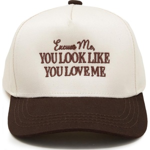 image:imageFunky Junque Kids 2 Tone Trucker Snapback Hat for Baby Toddler amp Children  Soft Cotton Trucker Hat with Adjustable Snapback Everyday Play and Gifting Funny Toddler Hats for KidsExcuse Me  You Look Like You Love Me  BrownBeige