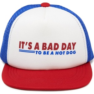 image:imageFunky Junque Kids Trucker Hat Toddler Boys amp Girls Flat Brim Baseball Cap  Mesh Trucker Hat with Adjustable Snapback Everyday Play and Gifting Toddler Baseball Caps for KidsIts a Bad Day to Be a Hot Dog  WhiteRedBlue