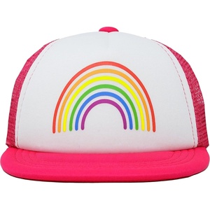 image:imageFunky Junque Kids Trucker Hat Toddler Boys amp Girls Flat Brim Baseball Cap  Mesh Trucker Hat with Adjustable Snapback Everyday Play and Gifting Toddler Baseball Caps for KidsRainbow  Hot PinkWhite