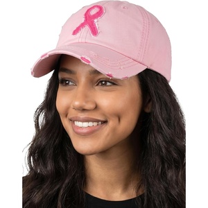 image:imageFunky Junque Pink Ribbon Awareness Cap Embroidered Cotton Baseball Hat  Soft cotton cap with embroidered pink ribbon for October awareness charity walks fundraising amp survivor giftsPink Ribbon