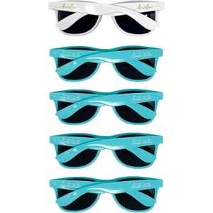 image:imageFunky Junque Polarized Retro Sunglasses Bridal Party Shades  Lightweight polarized sunglasses with contoured arms for bachelorette parties engagements honeymoons amp bridal showers5 Pack  Bride White  4 Bride Tribe Turquoise