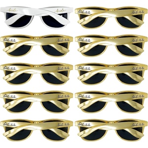 image:imageFunky Junque Polarized Retro Sunglasses Bridal Party Shades  Lightweight polarized sunglasses with contoured arms for bachelorette parties engagements honeymoons amp bridal showers10 Pack  Bride White  9 Bride Tribe Gold