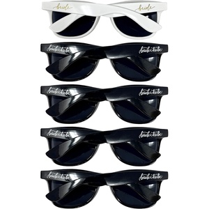 image:imageFunky Junque Polarized Retro Sunglasses Bridal Party Shades  Lightweight polarized sunglasses with contoured arms for bachelorette parties engagements honeymoons amp bridal showers5 Pack  Bride White  4 Bride Tribe Black