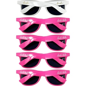image:imageFunky Junque Polarized Retro Sunglasses Bridal Party Shades  Lightweight polarized sunglasses with contoured arms for bachelorette parties engagements honeymoons amp bridal showers5 Pack  Bride White  4 Bride Tribe Hot Pink