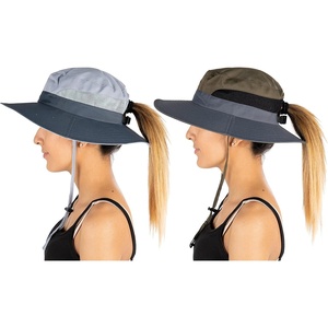 image:imageFunky Junque Ponytail Messy Bun Sun Hat UPF 50 Mesh Bucket Cap  Lightweight mesh ponytail bucket hat with openback hole for hiking running gardening beach amp fishing2 Pack GreyCharcoal  OliveCharcoal