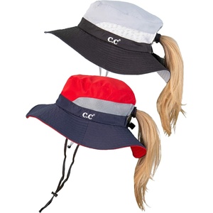 image:imageFunky Junque Ponytail Messy Bun Sun Hat UPF 50 Mesh Bucket Cap  Lightweight mesh ponytail bucket hat with openback hole for hiking running gardening beach amp fishing2 Pack  BlackGrey  NavyRed