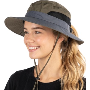 image:imageFunky Junque Ponytail Messy Bun Sun Hat UPF 50 Mesh Bucket Cap  Lightweight mesh ponytail bucket hat with openback hole for hiking running gardening beach amp fishingOliveCharcoal