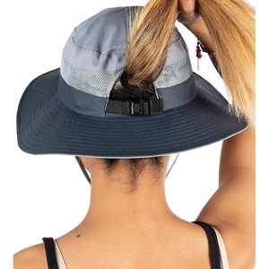image:imageFunky Junque Ponytail Messy Bun Sun Hat UPF 50 Mesh Bucket Cap  Lightweight mesh ponytail bucket hat with openback hole for hiking running gardening beach amp fishingGreyCharcoal