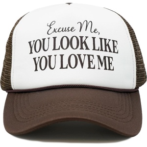 image:imageFunky Junque Premium Mesh Snapback Trucker Hat  Stylish Comfort for All  Patriotic Humor amp More  Lightweight Foam Trucker Hat with Adjustable Snapback Concerts Festivals and Weekend Wear Funny Trucker HatsExcuse Me  You Look Like You Love Me  BrownWhite