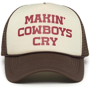 image:imageFunky Junque Premium Mesh Snapback Trucker Hat  Stylish Comfort for All  Patriotic Humor amp More  Lightweight Foam Trucker Hat with Adjustable Snapback Concerts Festivals and Weekend Wear Funny Trucker HatsMakin Cowboys Cry BeigeBrown