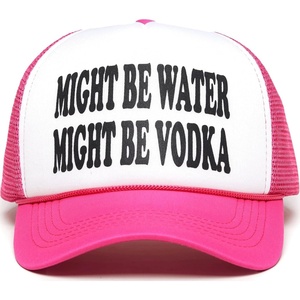 image:imageFunky Junque Premium Mesh Snapback Trucker Hat  Stylish Comfort for All  Patriotic Humor amp More  Lightweight Foam Trucker Hat with Adjustable Snapback Concerts Festivals and Weekend Wear Funny Trucker HatsMight Be Water Might Be Vodka WhiteHot Pink