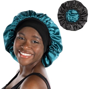 image:imageFunky Junque Satin Silk Sleep Bonnet Reversible Hair Wrap Cap  Premium satin sleep bonnet with reversible dualcolor design for bedtime hair protection curly styles amp braidsSea GreenBlack