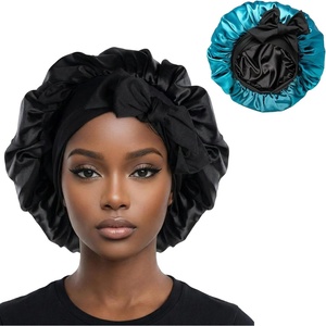 image:imageFunky Junque Satin Silk Sleep Bonnet Reversible Hair Wrap Cap  Premium satin sleep bonnet with reversible dualcolor design for bedtime hair protection curly styles amp braidsSea GreenBlack Tie Band