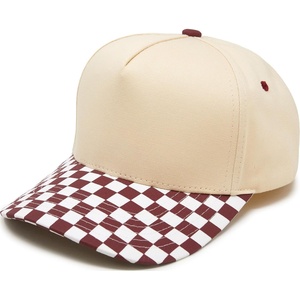 image:imageFunky Junque Trucker Snapback Hat  Lightweight Canvas Trucker Hat with Adjustable Snapback Golf Beach and Everyday Trendy Trucker Hats for Women and MenChecker Print  BurgundyBeige