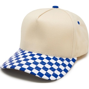 image:imageFunky Junque Trucker Snapback Hat  Lightweight Canvas Trucker Hat with Adjustable Snapback Golf Beach and Everyday Trendy Trucker Hats for Women and MenChecker Print  Royal BlueBeige