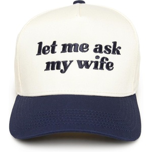 image:imageFunky Junque Trucker Snapback Hat  Lightweight Cotton Trucker Hat with Adjustable Snapback Golf 4th of July and Street Style Funny Trucker Hats for WomenLet Me Ask My Wife  BeigeNavy