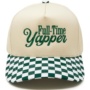 image:imageFunky Junque Trucker Snapback Hat  Lightweight Cotton Trucker Hat with Adjustable Snapback Golf 4th of July and Street Style Funny Trucker Hats for WomenFull Time Yapper  Checker Print  GreenBeige
