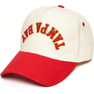 image:imageFunky Junque Upside Down City 2 Tone Trucker Hat Embroidered Baseball Cap  Structured 5 Panel cotton cap with 3D embroidery for street style weekend getaways game days amp music festivalsTampa Bay  RedBeige