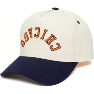 image:imageFunky Junque Upside Down City 2 Tone Trucker Hat Embroidered Baseball Cap  Structured 5 Panel cotton cap with 3D embroidery for street style weekend getaways game days amp music festivalsChicago  NavyBeige