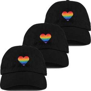 image:imageFunky Junque Vintage Dad Hat Distressed Embroidered Baseball Cap  Soft cotton distressed dad hat with vintage wash for festivals road trips brunch weekends amp everyday style3 Rainbow Hearts  Black