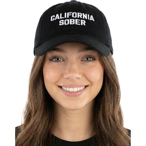 image:imageFunky Junque Vintage Dad Hat Distressed Embroidered Baseball Cap  Soft cotton distressed dad hat with vintage wash for festivals road trips brunch weekends amp everyday styleCalifornia Sober  Black