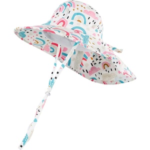 image:imageFunky Junque Wide Brim Baby Sun Hat Adjustable Beach Bucket Cap  Soft padded polyester baby bucket hat with double loops for zoo trips beach boating picnics amp parksRainbows  Clouds