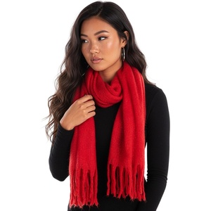 image:imageFunky Junque Womens Chunky Knit Plush Winter Scarf  Soft Warm Oversized Shawl Wrap in Multiple Stylish PatternsSparkle  Red