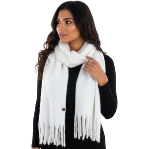 image:imageFunky Junque Womens Chunky Knit Plush Winter Scarf  Soft Warm Oversized Shawl Wrap in Multiple Stylish PatternsSparkle  White