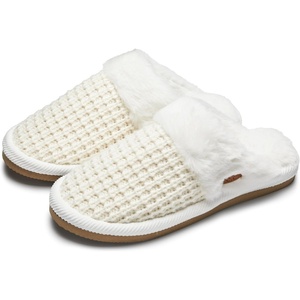 image:imageFunky Junque Womens Clog Slippers Faux Fur House Shoes  Faux fur slippers with soft polyester lining for lounging coffee runs mail checks casual outings amp giftingWaffle Knit  Ivory