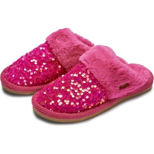 image:imageFunky Junque Womens Clog Slippers Faux Fur House Shoes  Faux fur slippers with soft polyester lining for lounging coffee runs mail checks casual outings amp giftingSequin  Hot Pink