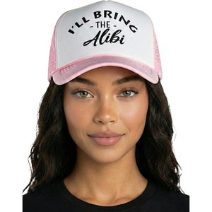 image:imageFunky Junque Womens Funny Trucker Hats  Adult Humor for Bachelorette Girls Trips Festivals amp Birthday GiftIll Bring the Alibi  WhiteLight Pink