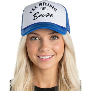 image:imageFunky Junque Womens Funny Trucker Hats  Adult Humor for Bachelorette Girls Trips Festivals amp Birthday GiftIll Bring the Booze  WhiteRoyal Blue