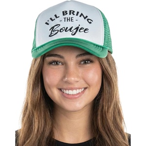 image:imageFunky Junque Womens Funny Trucker Hats  Adult Humor for Bachelorette Girls Trips Festivals amp Birthday GiftIll Bring the Boujee  WhiteKelly Green