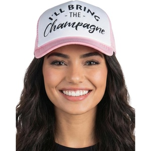 image:imageFunky Junque Womens Funny Trucker Hats  Adult Humor for Bachelorette Girls Trips Festivals amp Birthday GiftIll Bring the Champagne  WhiteLight Pink